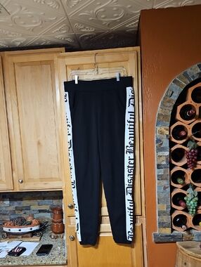 Beautiful Disaster Black White Logo Print Sweatpants Joggers